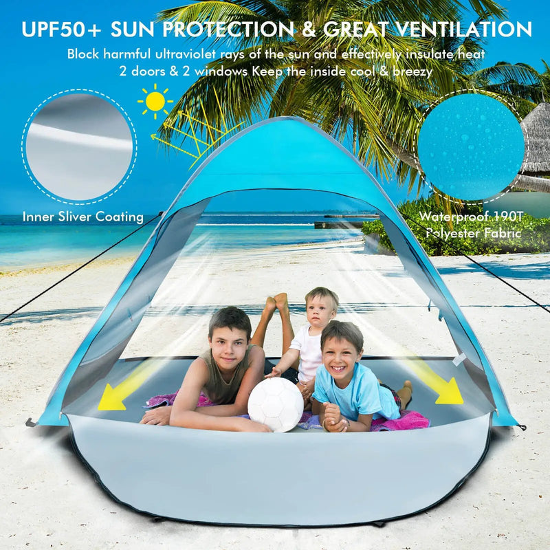 Automatic Pop-up Beach Tent with Carrying Bag-Blue by DirectDeals