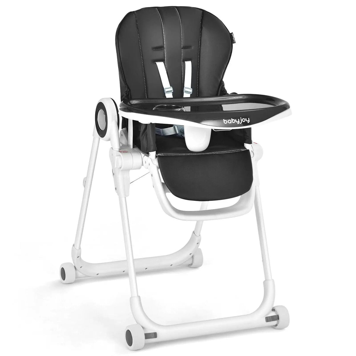 Baby High Chair Foldable Feeding Chair with 4 Lockable Wheels by DirectDeals