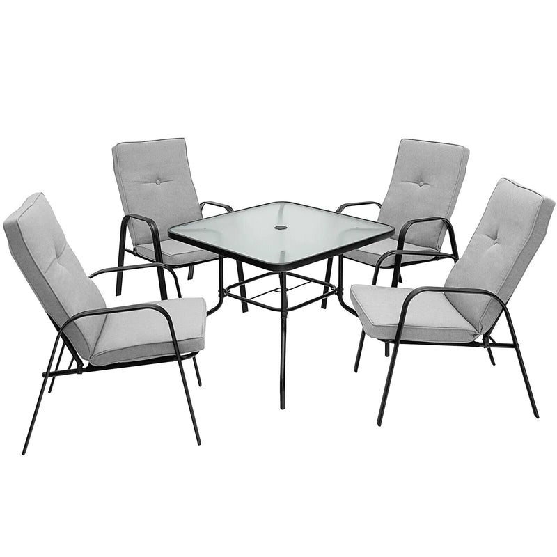 4 Patio Dining Stackable Chairs Set with High-Back Cushions by DirectDeals