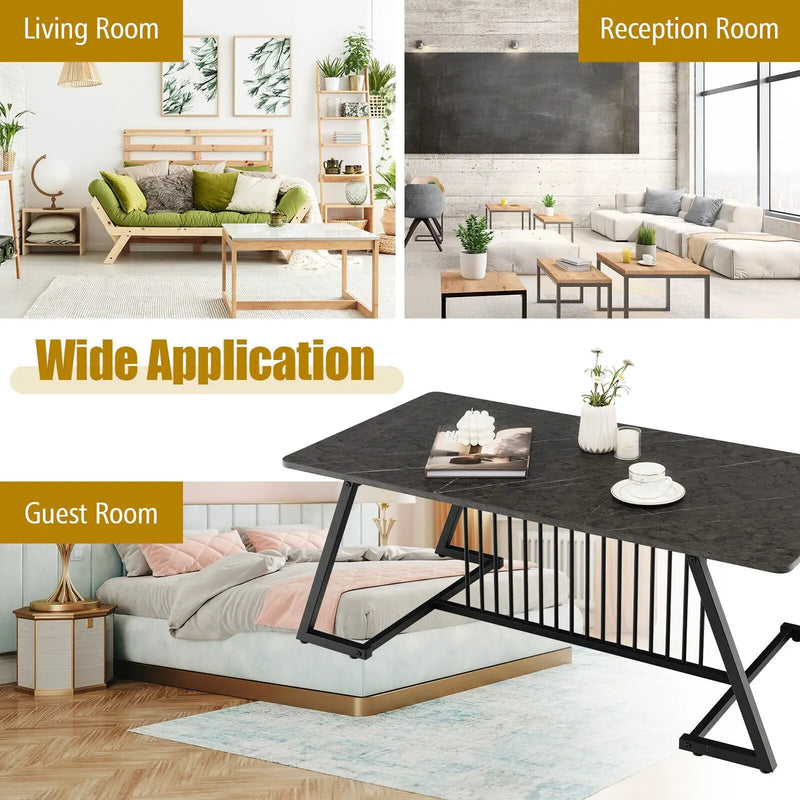 48 Inch Modern Style Coffee Table with Spacious Tabletop for Living Room-Black by DirectDeals