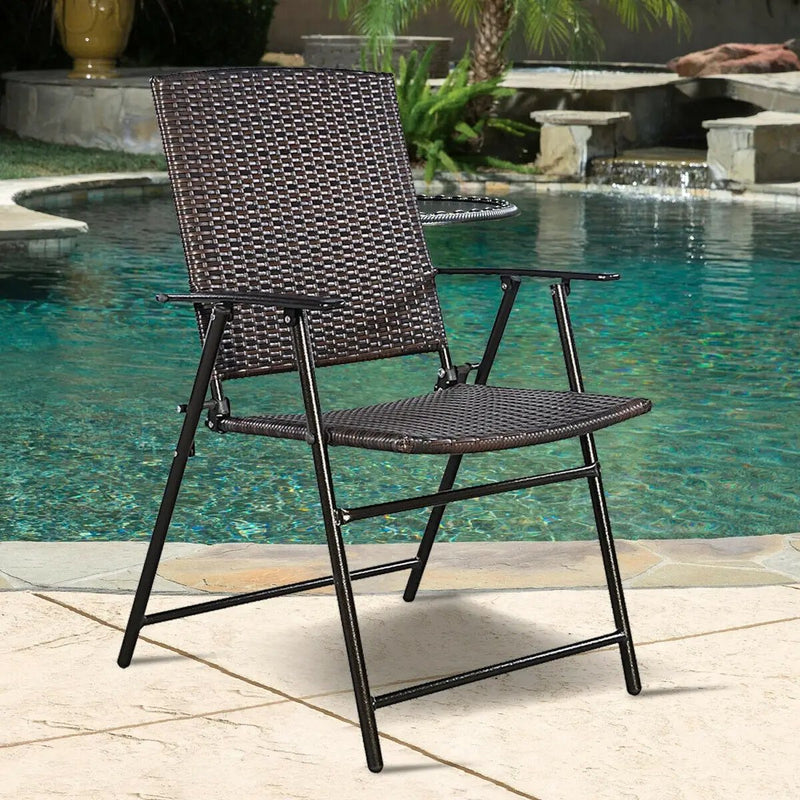 Set of 4 Rattan Folding Chairs by DirectDeals