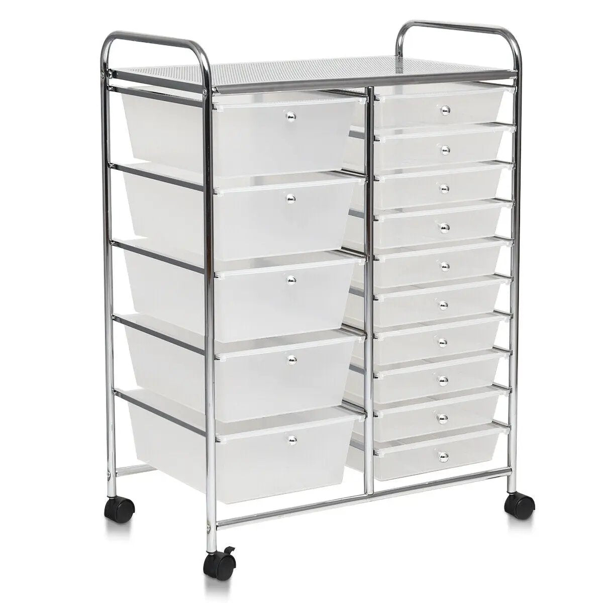 15-Drawer Utility Rolling Cart with Drawers Multi-Use Storage-Icecream Multicolor by DirectDeals