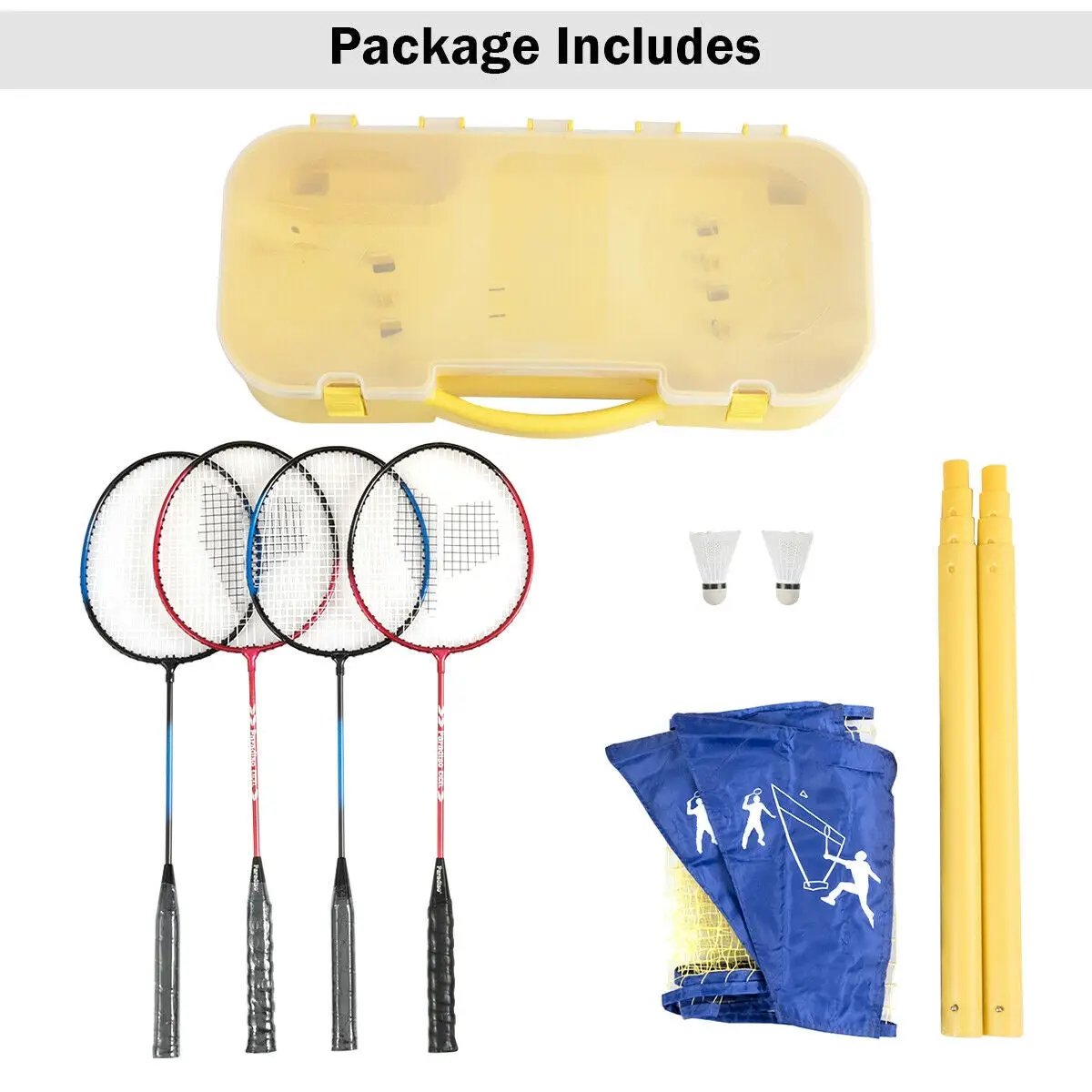 Portable Badminton Set Folding Tennis Badminton Volleyball Net by DirectDeals