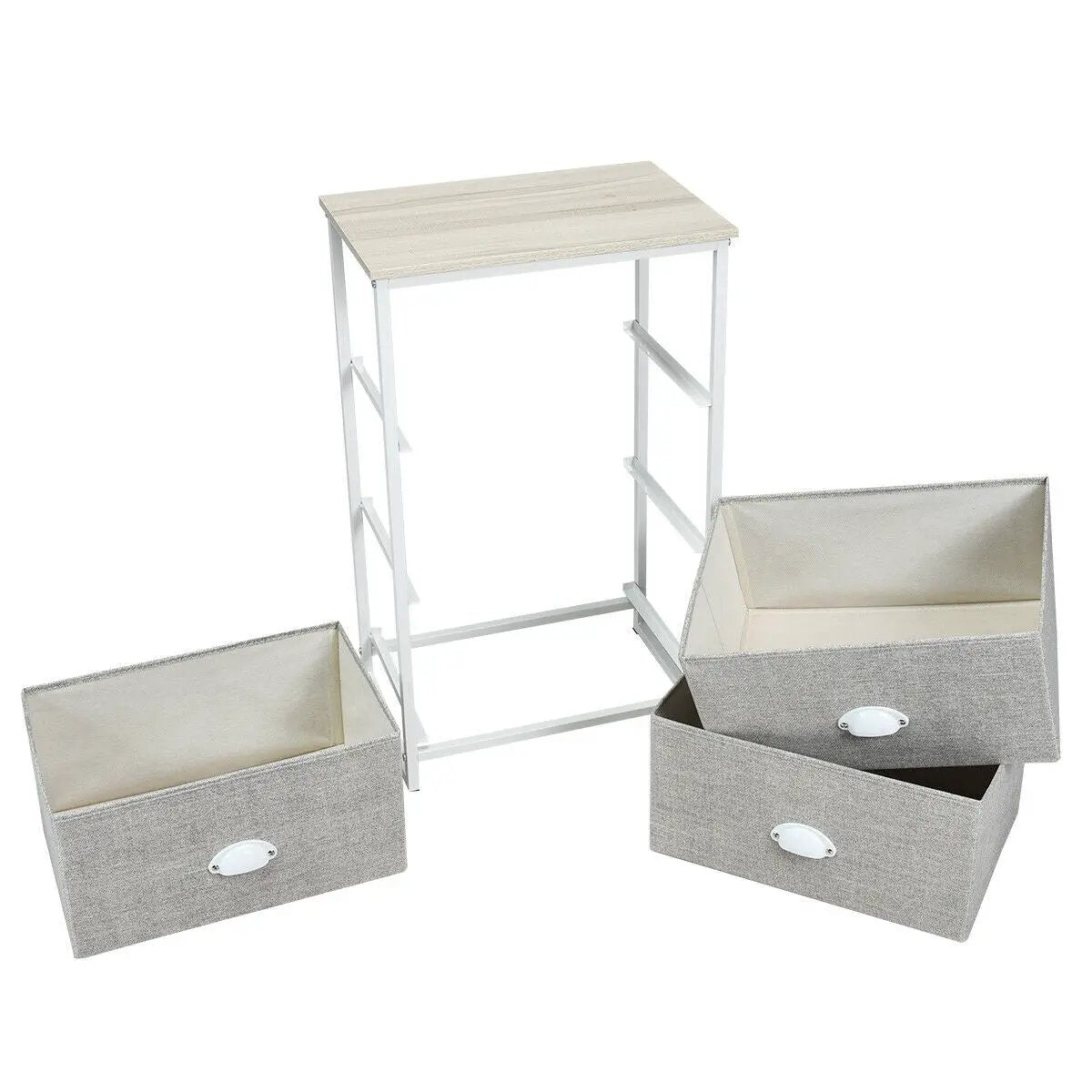 Nightstand Side Table Storage Tower Dresser Chest with 3 Drawers by DirectDeals