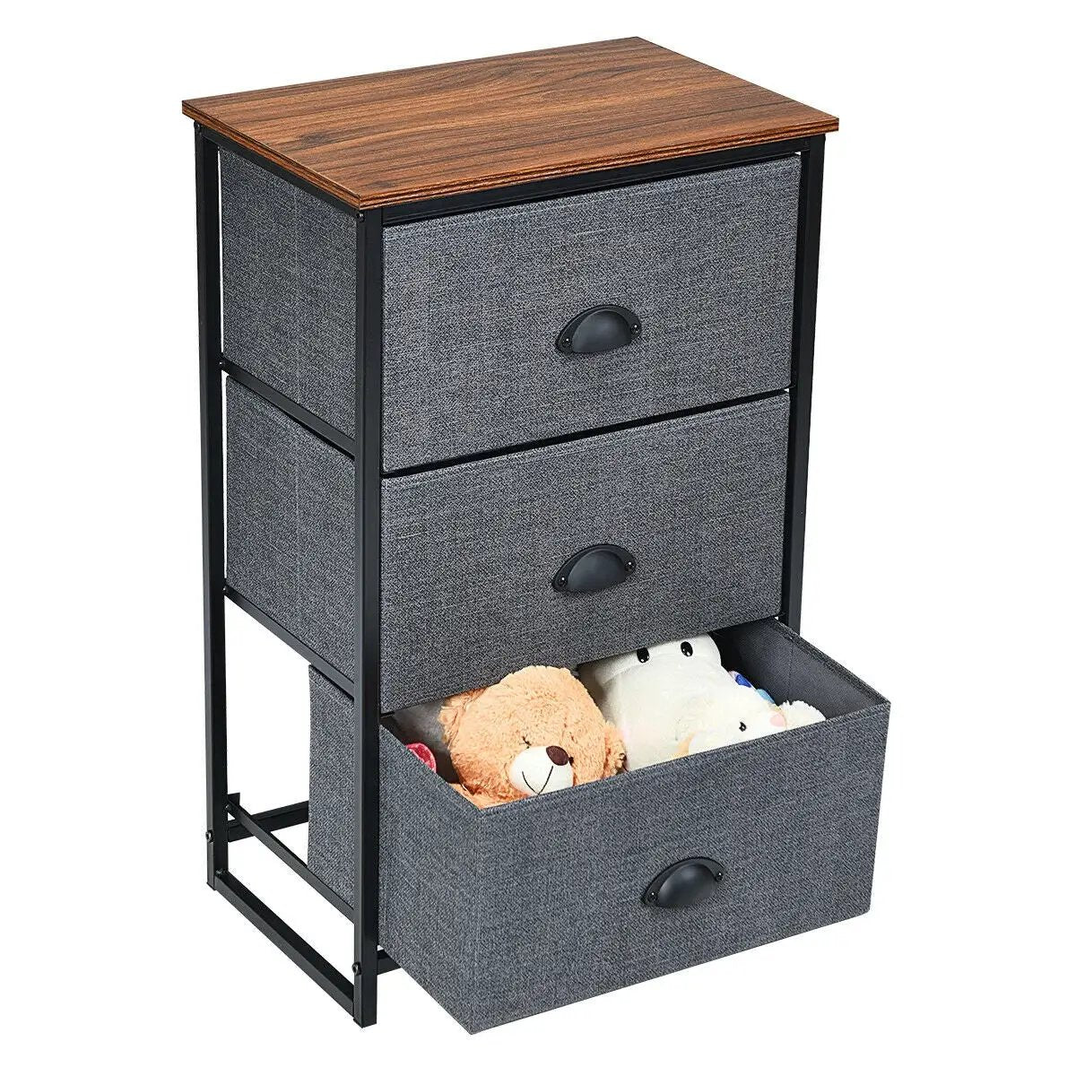 Nightstand Side Table Storage Tower Dresser Chest with 3 Drawers by DirectDeals