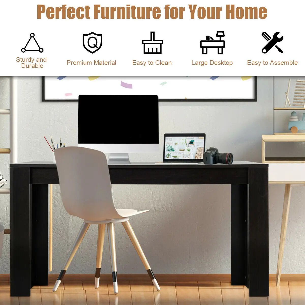 63 Inch Rectangular Modern Dining Kitchen Table by DirectDeals