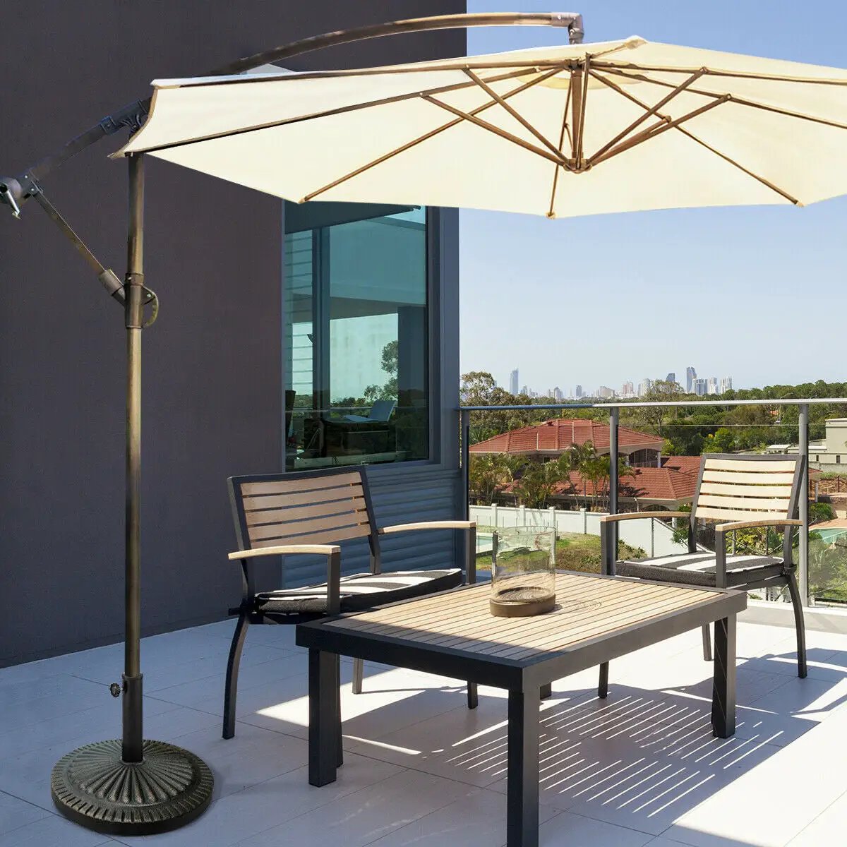 154lbs Mobile Fillable Patio Umbrella Base with 4 Wheels by DirectDeals