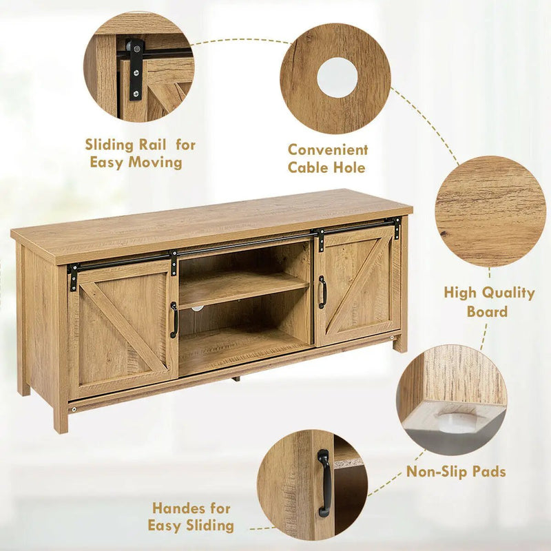 TV Stand Media Center Console Cabinet with Sliding Barn Door by DirectDeals