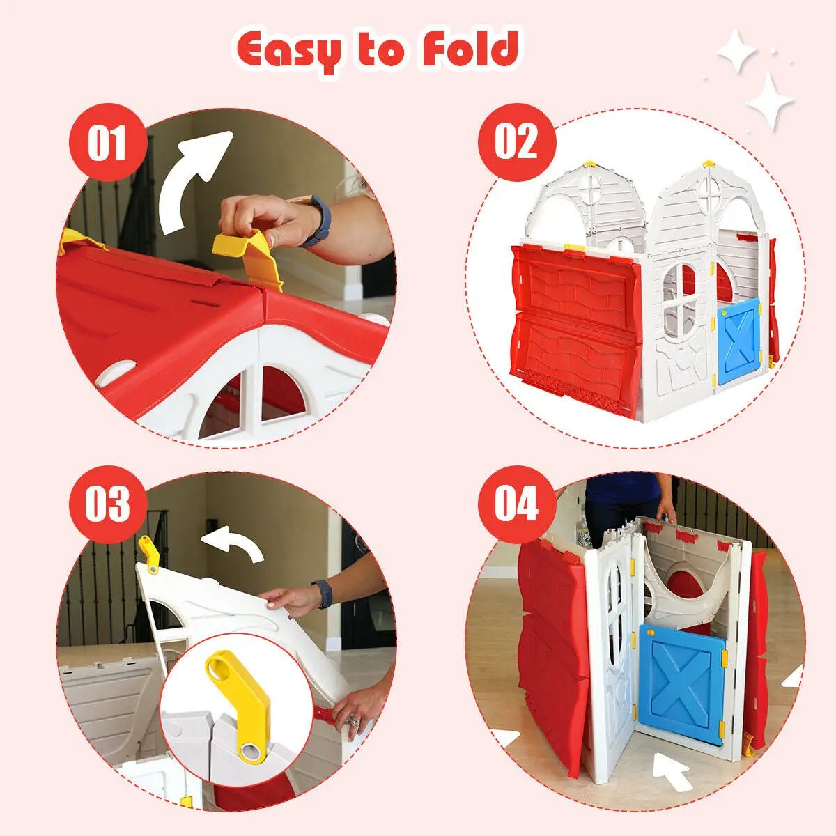 Kids Cottage Playhouse Foldable Plastic Indoor Outdoor Toy by DirectDeals