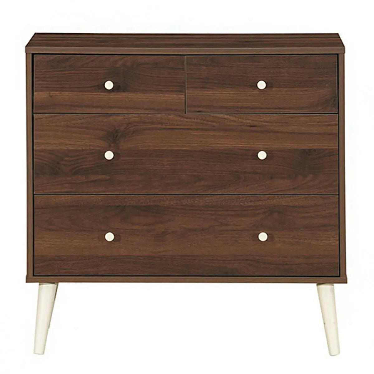 4-Drawer Dresser Cabinet Storage Organizer Rubber Leg with Rail-Brown by DirectDeals