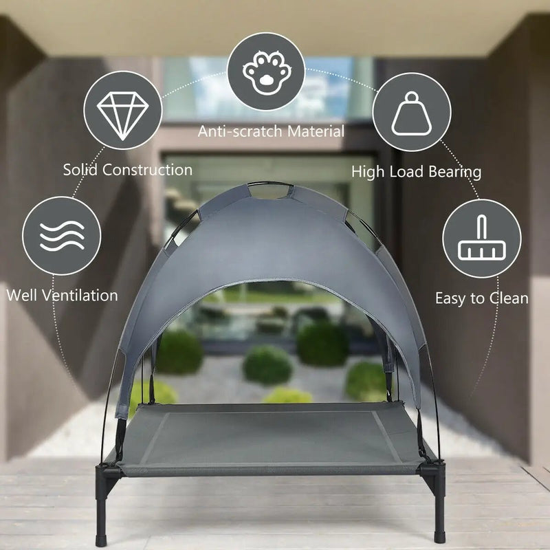 Portable Elevated Outdoor Pet Bed with Removable Canopy Shade by DirectDeals
