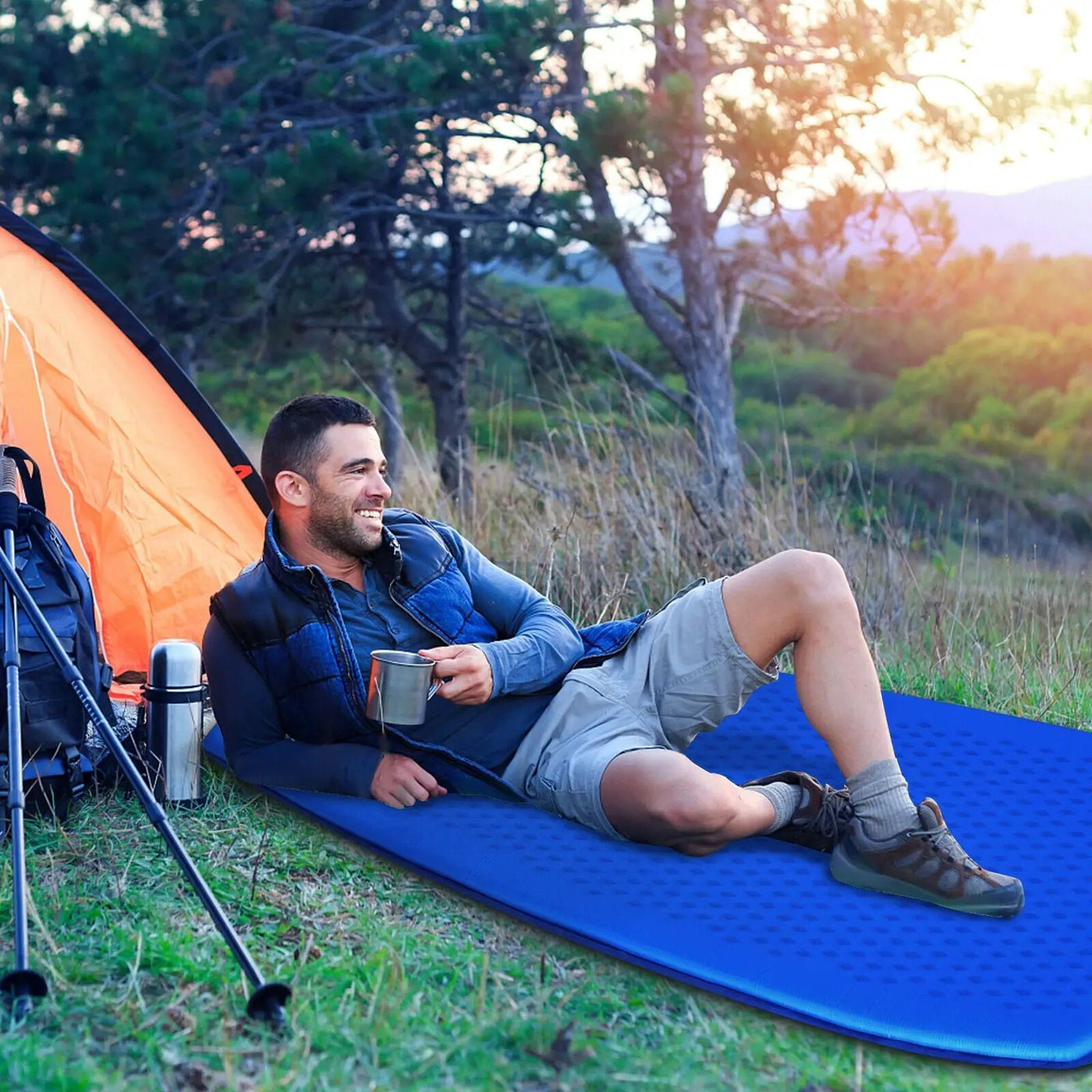 Inflatable Sleeping Pad with Carrying Bag by DirectDeals