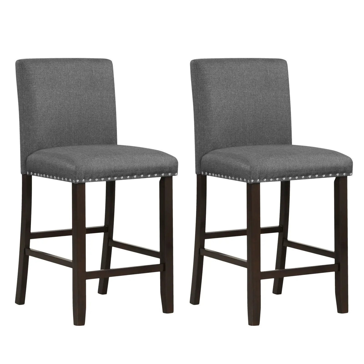 Set of 2 Linen Fabric Bar Stools with Back for Kitchen Island by DirectDeals