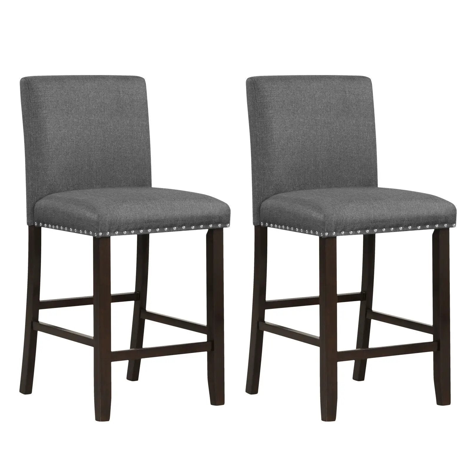 Set of 2 Linen Fabric Bar Stools with Back for Kitchen Island by DirectDeals
