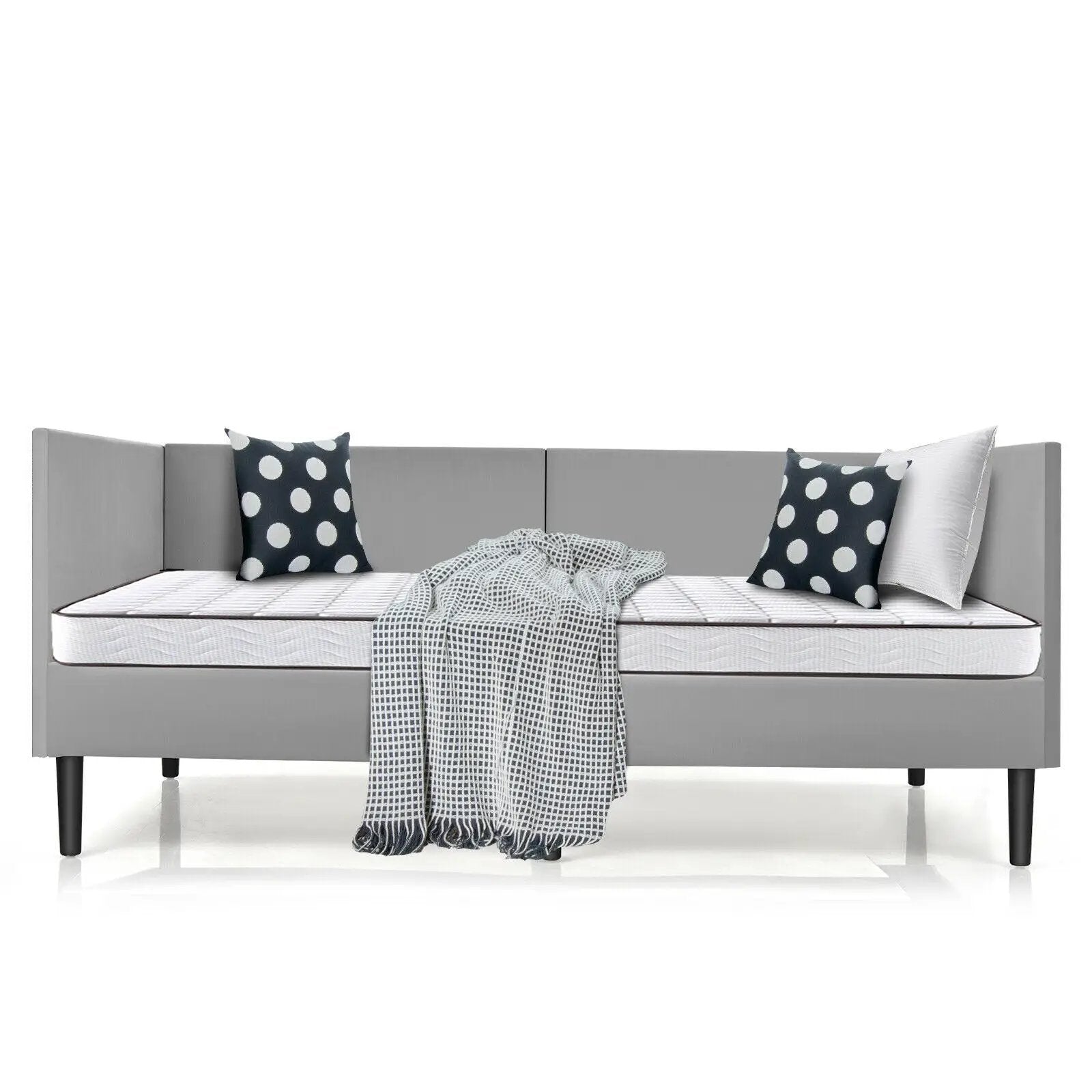 Twin Size Daybed Frame with Sturdy Wooden Slat Support-Gray by DirectDeals