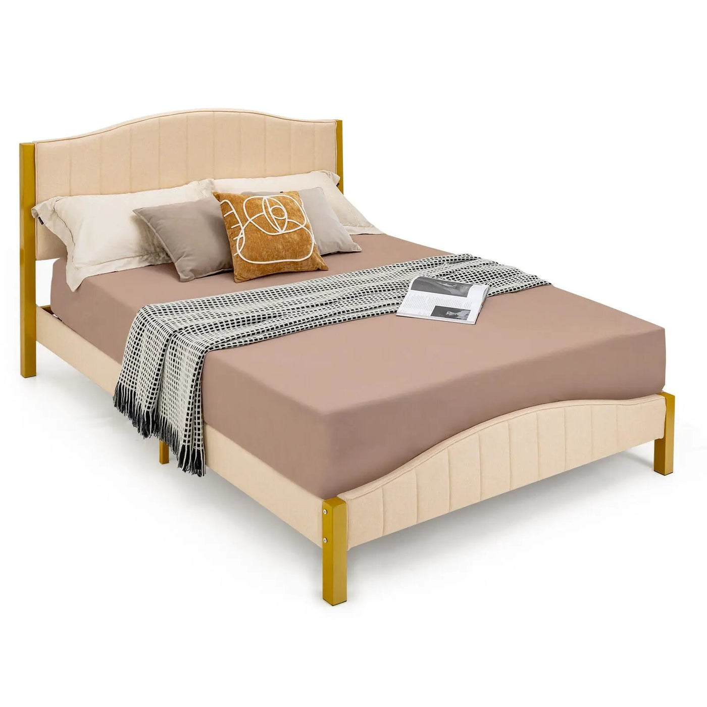 Full/Queen Size Upholstered Bed Frame with Quilted Headboard by DirectDeals