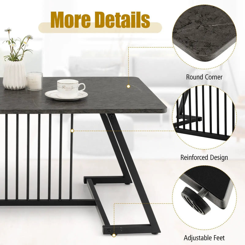 48 Inch Modern Style Coffee Table with Spacious Tabletop for Living Room-Black by DirectDeals