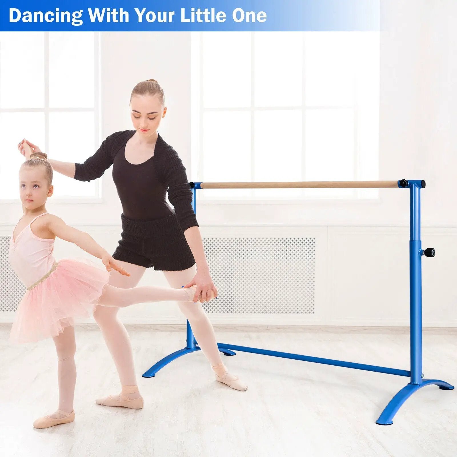 51 Inch Ballet Barre Bar with 4-Position Adjustable Height by DirectDeals