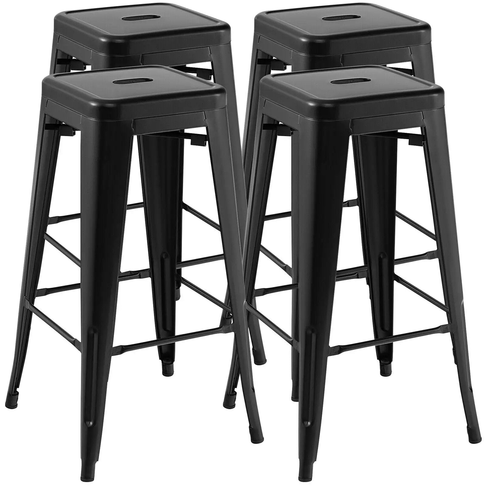 30 Inch Bar Stools Set of 4 with Square Seat and Handling Hole by DirectDeals