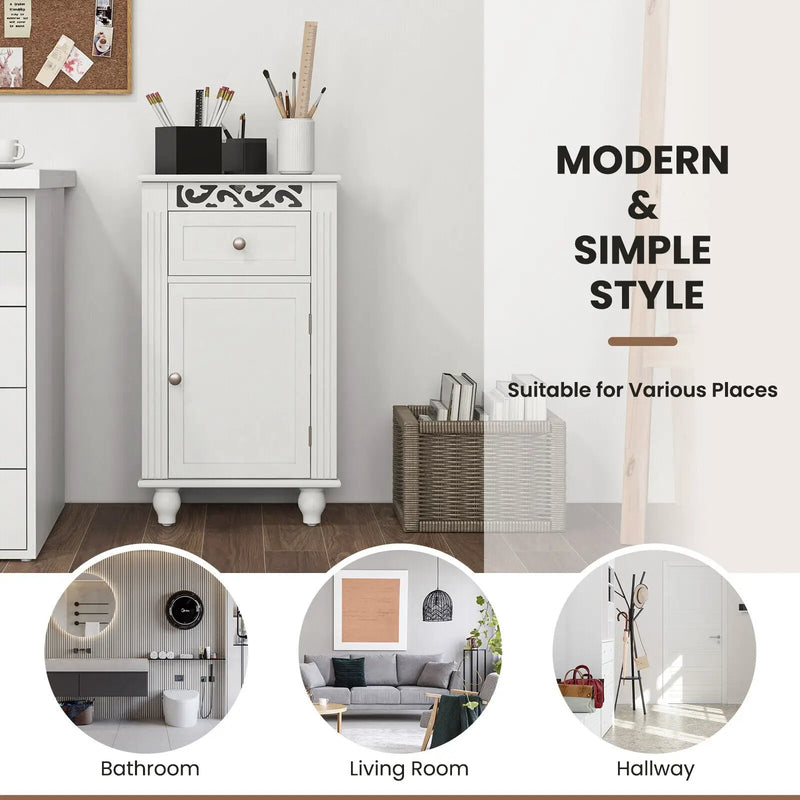 Bathroom Floor Storage Cabinet Organizer with Drawer by DirectDeals