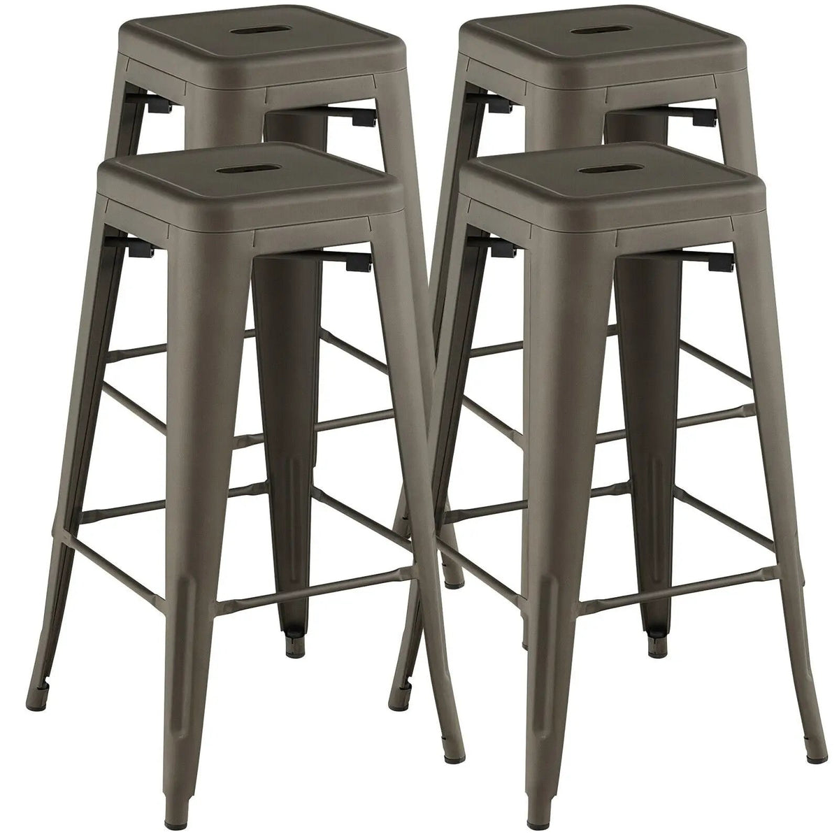 30 Inch Bar Stools Set of 4 with Square Seat and Handling Hole by DirectDeals
