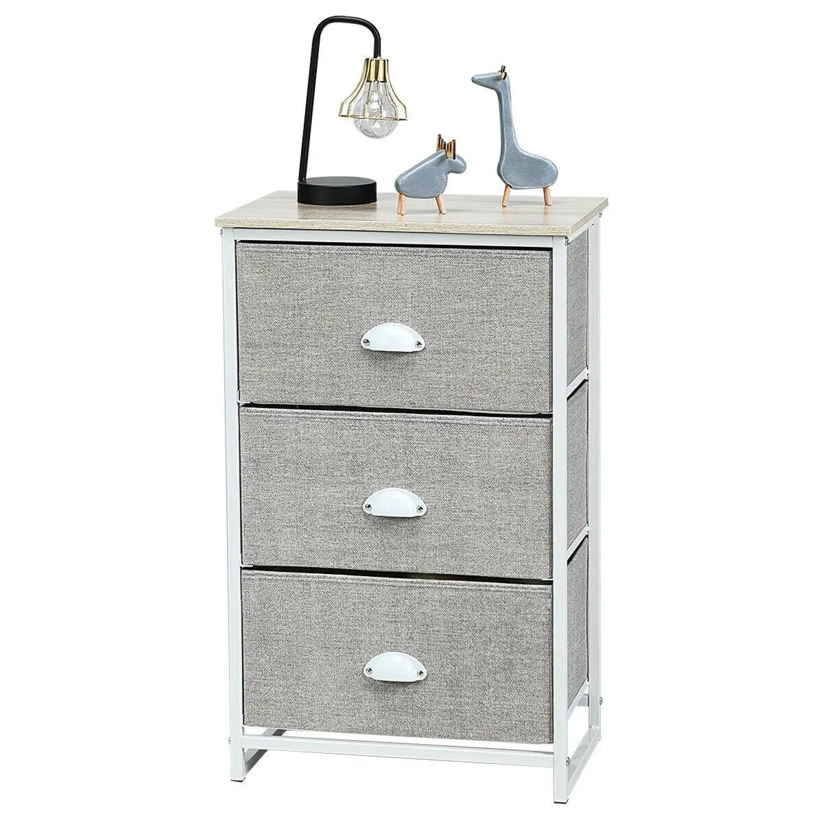 Nightstand Side Table Storage Tower Dresser Chest with 3 Drawers by DirectDeals