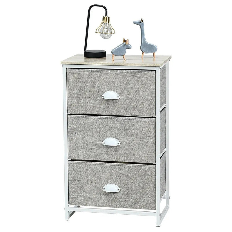 Nightstand Side Table Storage Tower Dresser Chest with 3 Drawers by DirectDeals