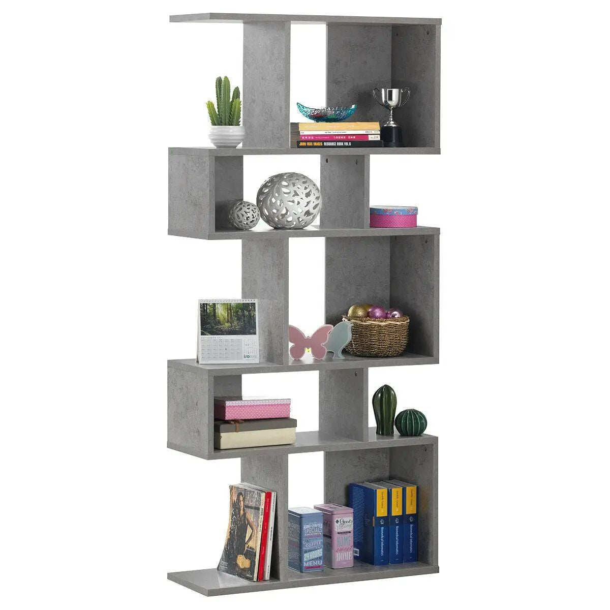 5 Cubes Ladder Shelf Corner Bookshelf Display Rack Bookcase by DirectDeals