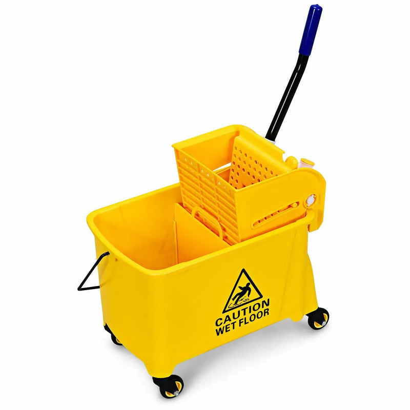 21 Quart Mop Bucket Side Press Wringer on Wheels With Panel by DirectDeals