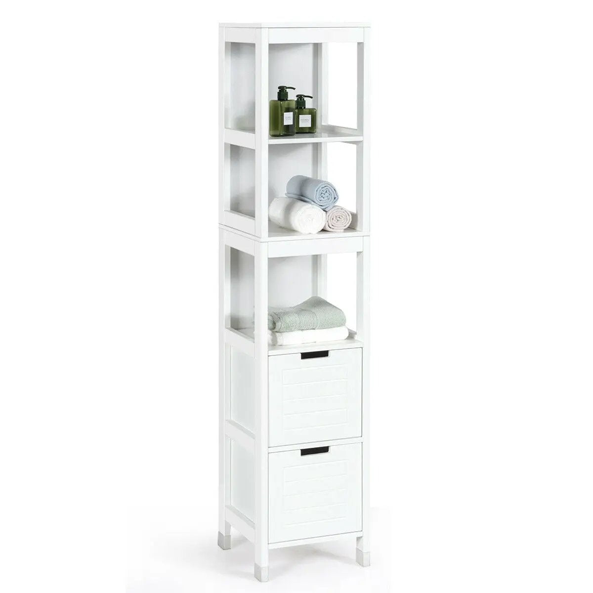 5-Tier Multifunctional Bathroom Floor Cabine Storage with 2 Drawers by DirectDeals