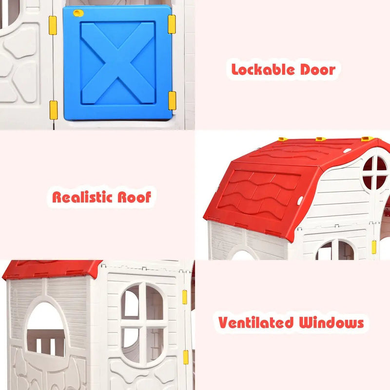 Kids Cottage Playhouse Foldable Plastic Indoor Outdoor Toy by DirectDeals