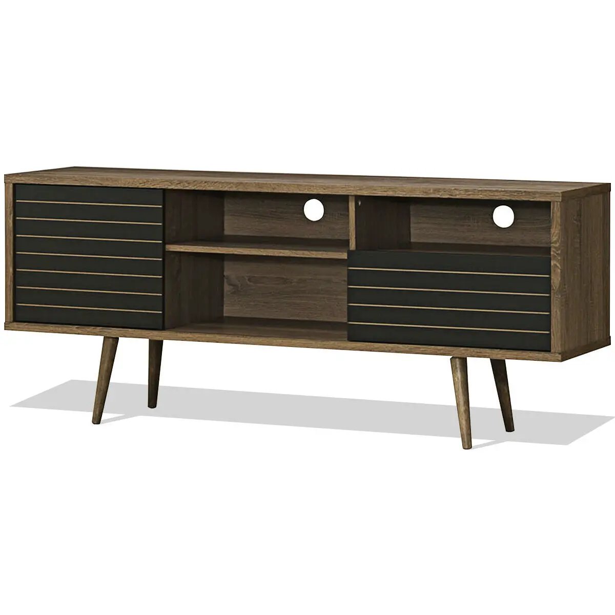 Mid-Century Modern TV Stand for TVs up to 65 Inch with Storage Shelves by DirectDeals