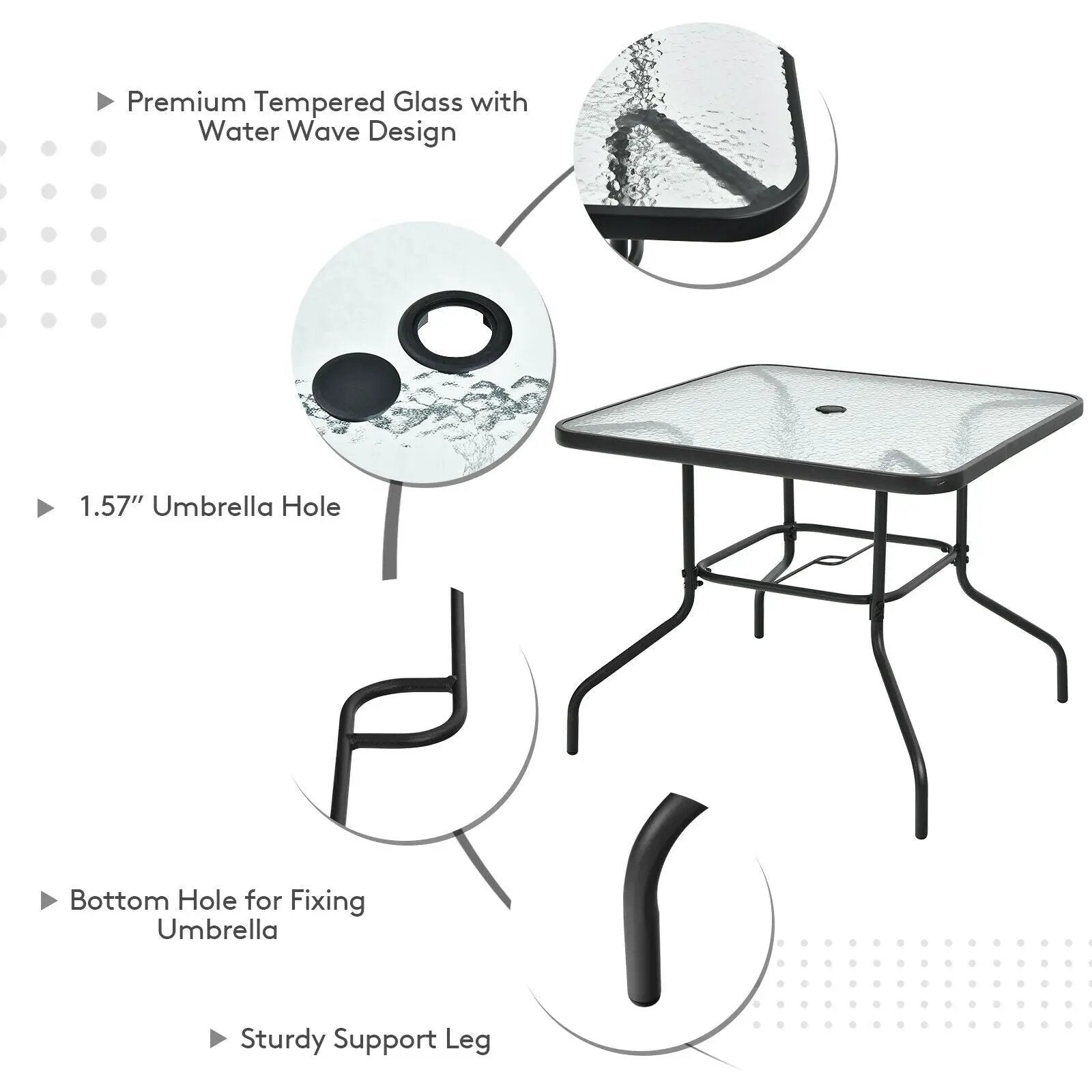 6 Pieces Patio Dining Set with Umbrella-Gray by DirectDeals