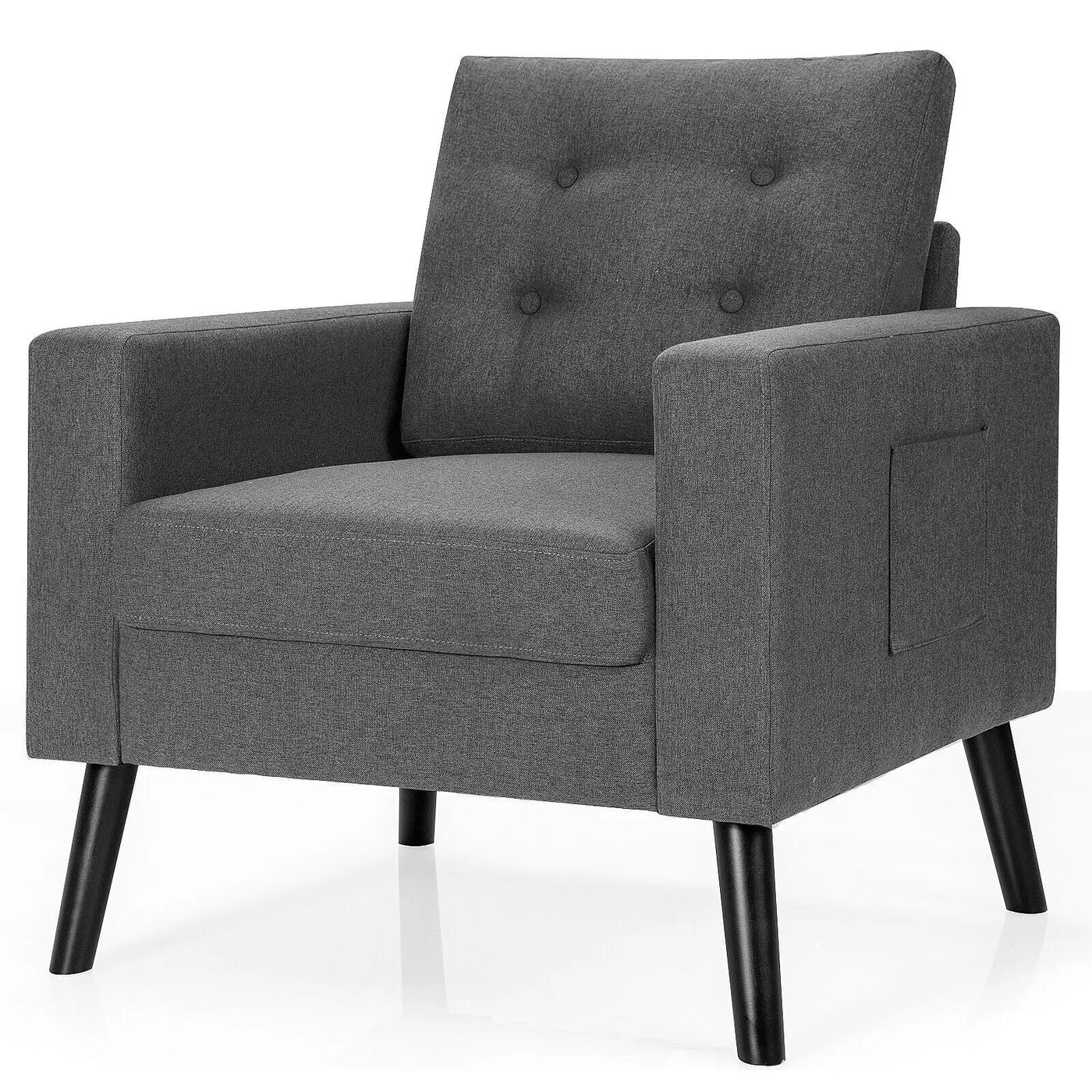 Mid-Century Upholstered Armchair Club Chair with Rubber Wood Legs by DirectDeals