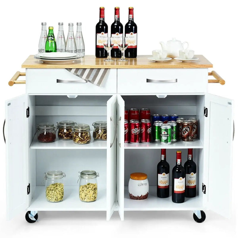 Wood Top Rolling Kitchen Trolley Island Cart Storage Cabinet by DirectDeals