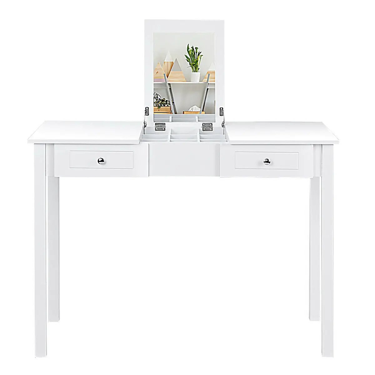 Modern Vanity Dressing Table with 1 Flip Top Mirror and 2 Drawers by DirectDeals