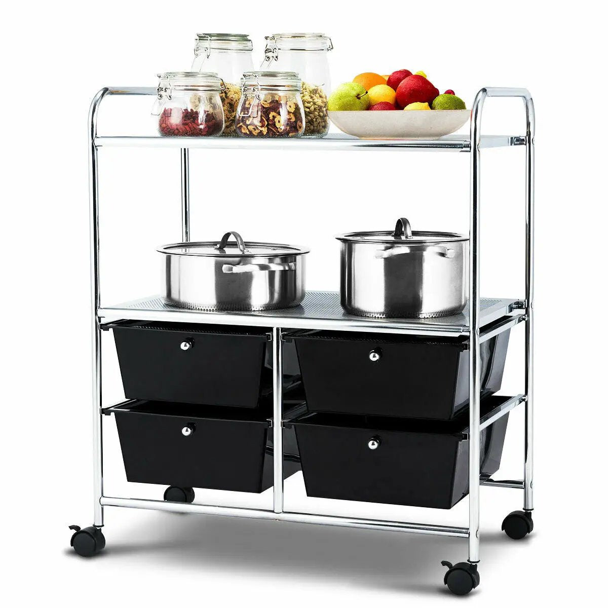 Mobile 4 Drawers Shelves Rolling Storage Cart Rack by DirectDeals