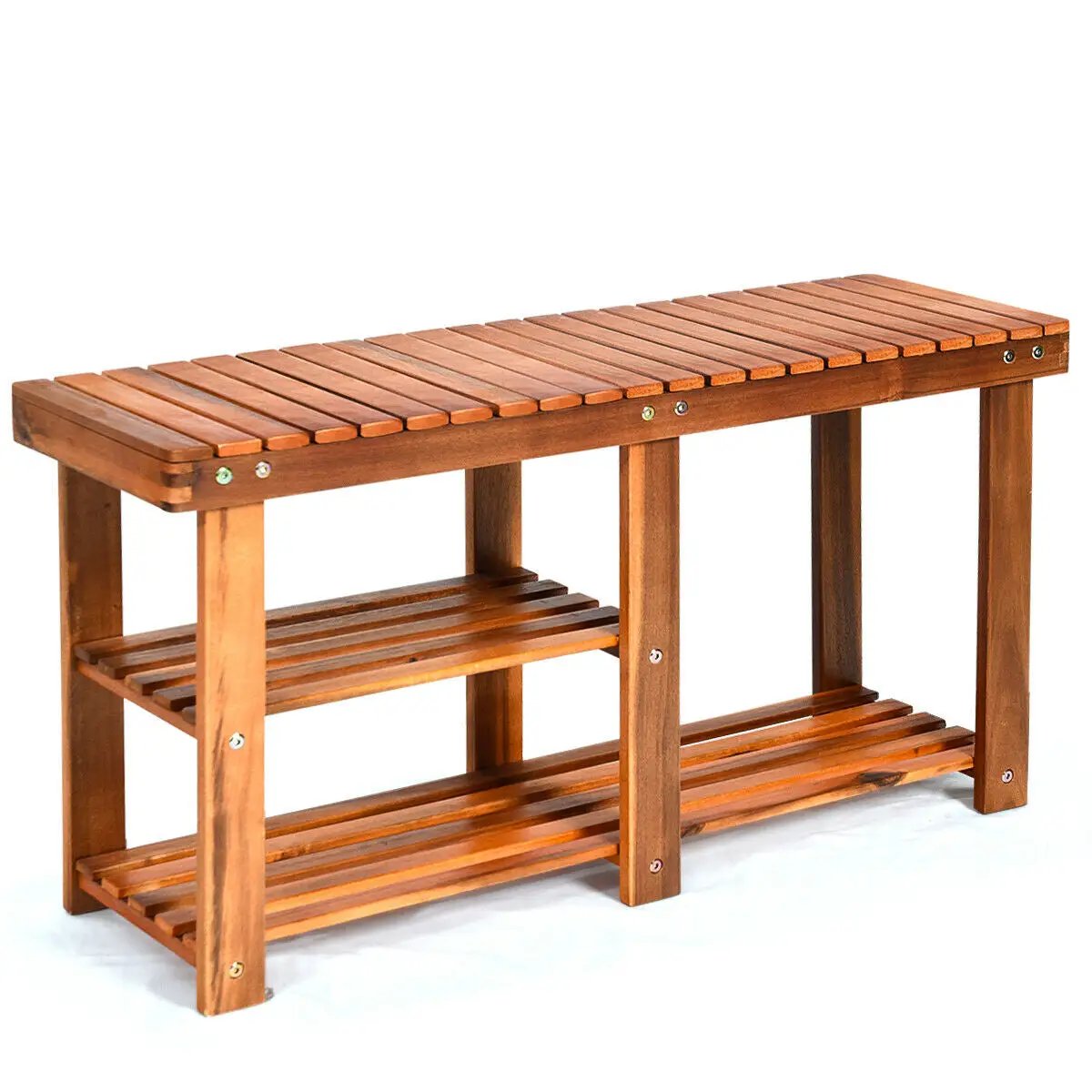 3-Tier Freestanding Wooden Shoe Organizer with Seat by DirectDeals