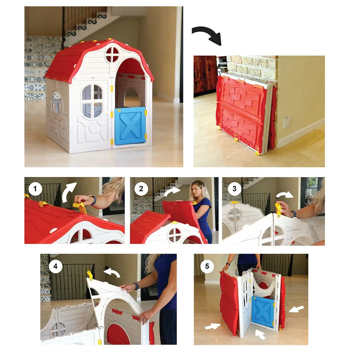 Kids Cottage Playhouse Foldable Plastic Indoor Outdoor Toy by DirectDeals
