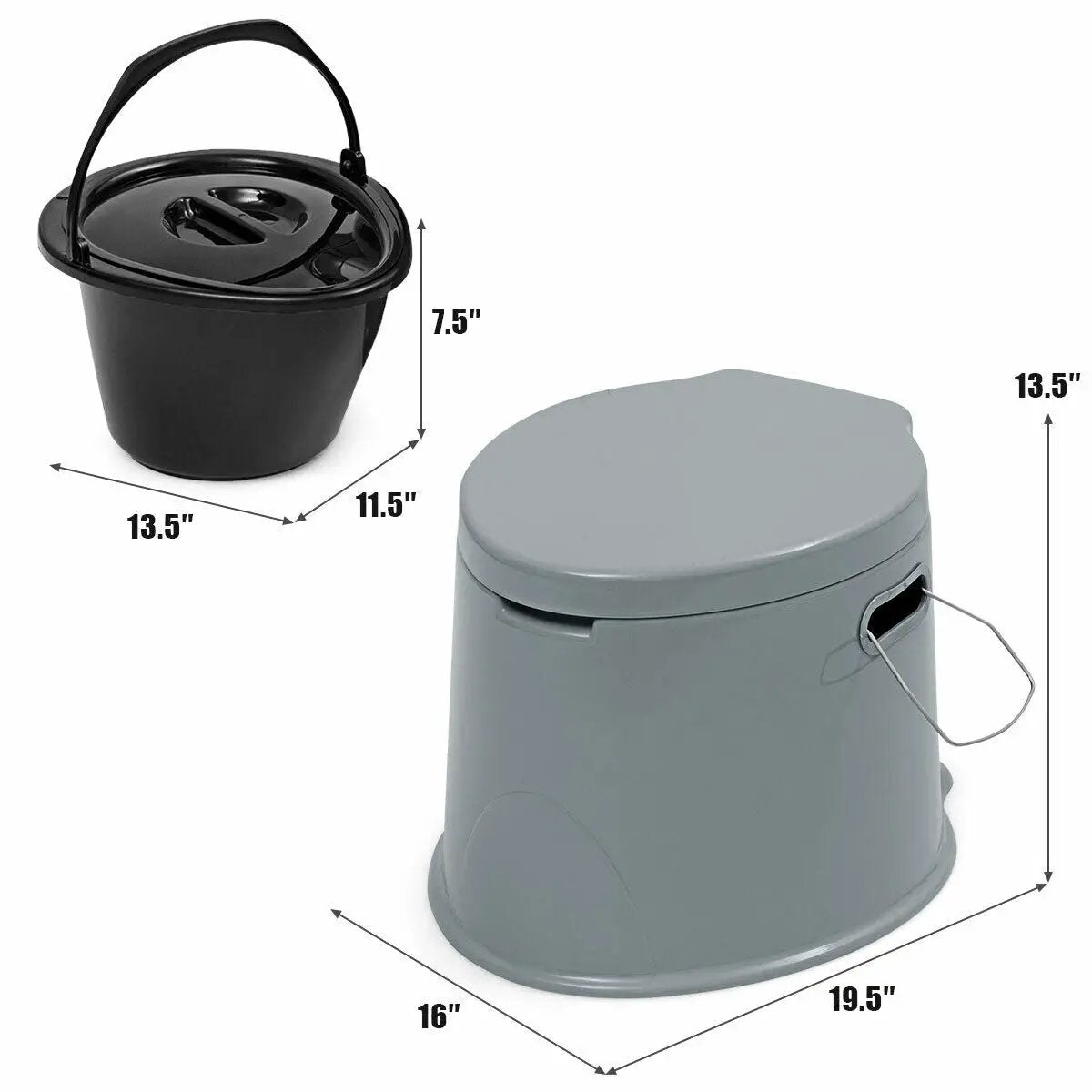 5L Portable Travel Toilet with Paper Holder for Outdoor by DirectDeals