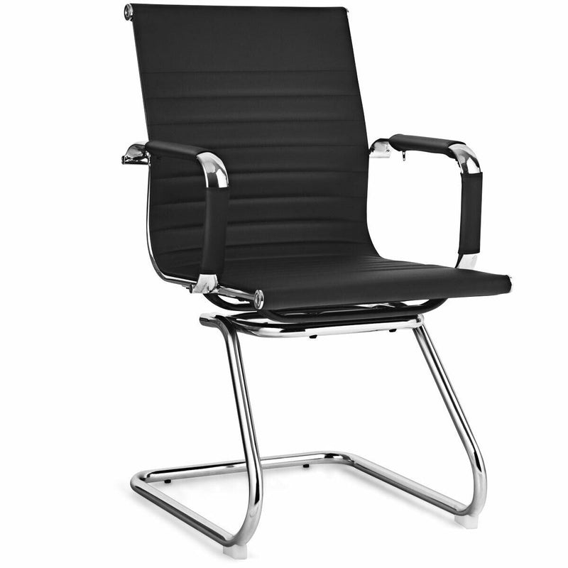 Set of 2 Heavy Duty Conference Chair with PU Leather-Black by DirectDeals