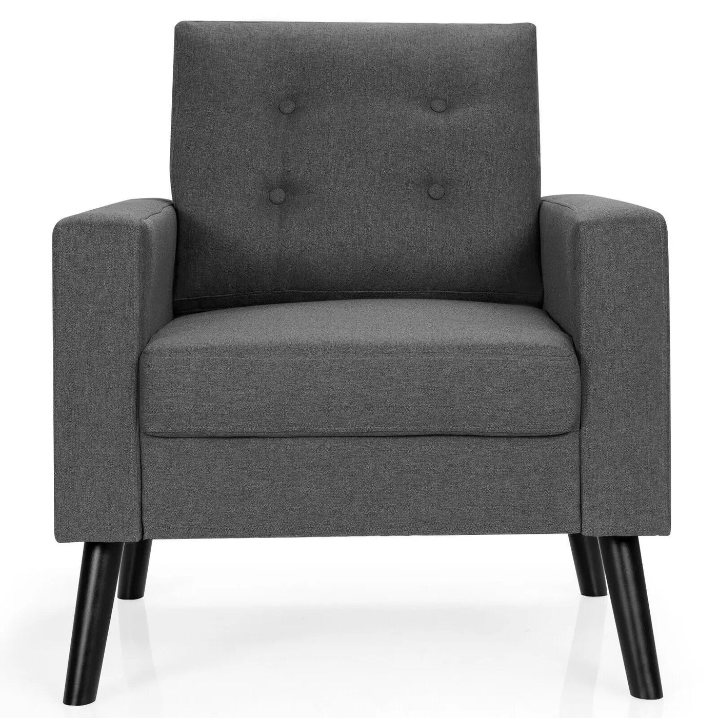 Mid-Century Upholstered Armchair Club Chair with Rubber Wood Legs by DirectDeals
