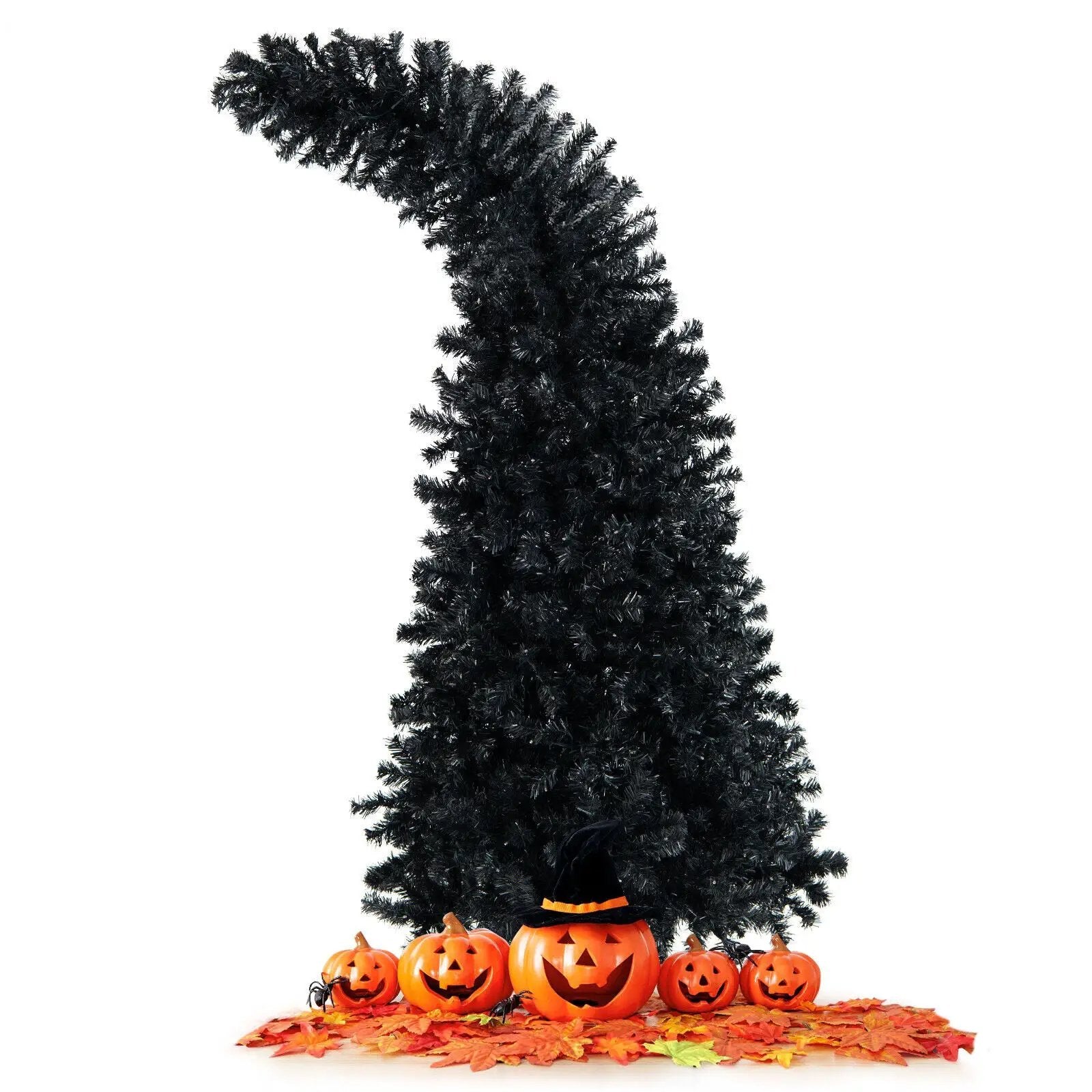 7 Feet Pre-Lit Black Halloween Tree with 8 Flash Modes and 400 Lights by DirectDeals