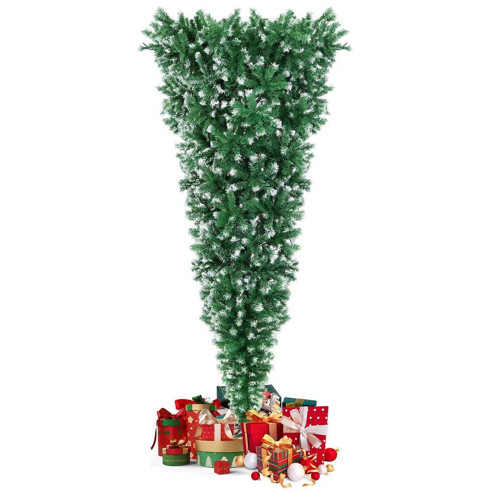 7.5 Feet Pre-Lit Snowy Upside Down Christmas Tree 1100 Tips by DirectDeals