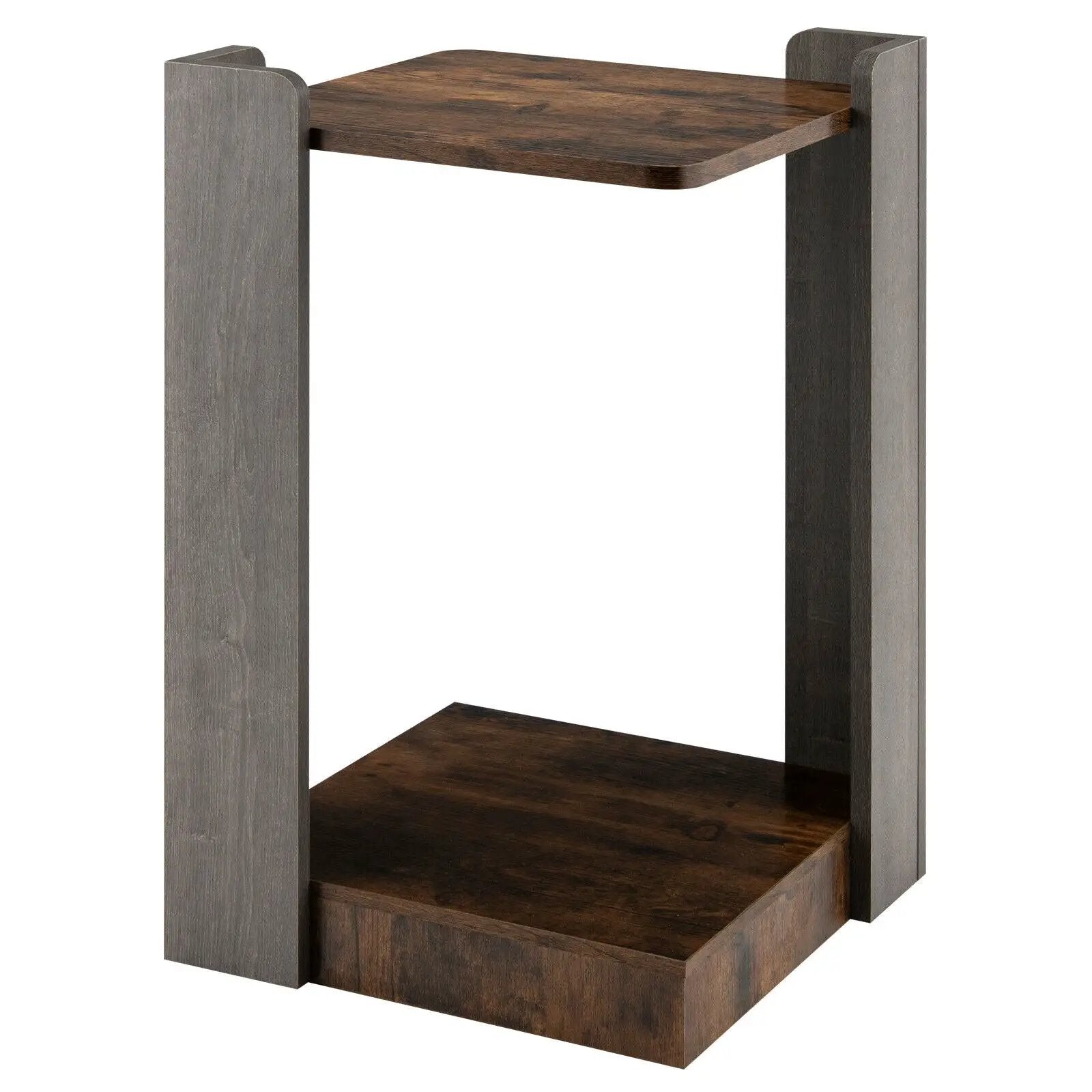 2-Tier Square End Table with Open Storage Shelf for Small Space-Coffee by DirectDeals