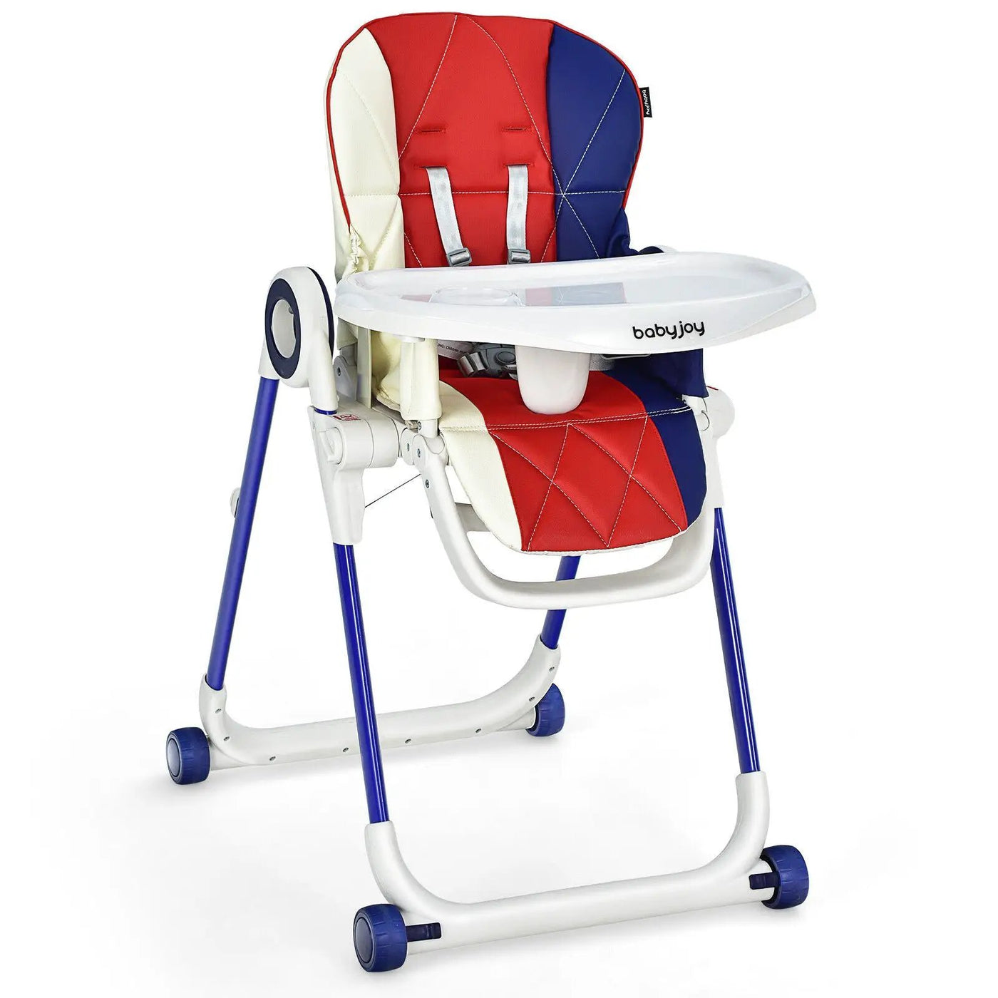 Baby High Chair Foldable Feeding Chair with 4 Lockable Wheels by DirectDeals