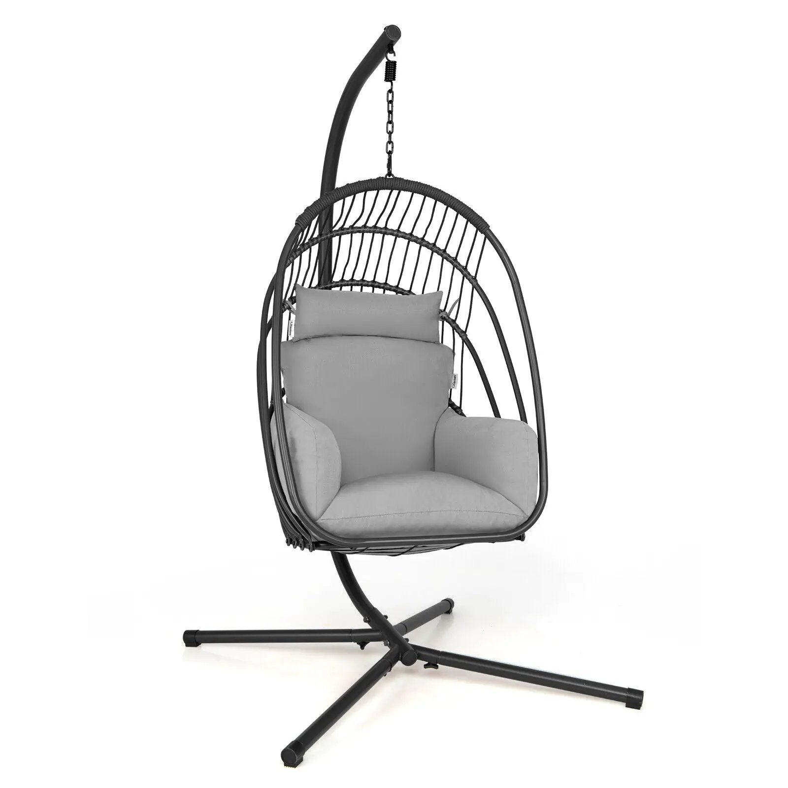 Hanging Folding Egg Chair with Stand Soft Cushion Pillow Swing Hammock by DirectDeals