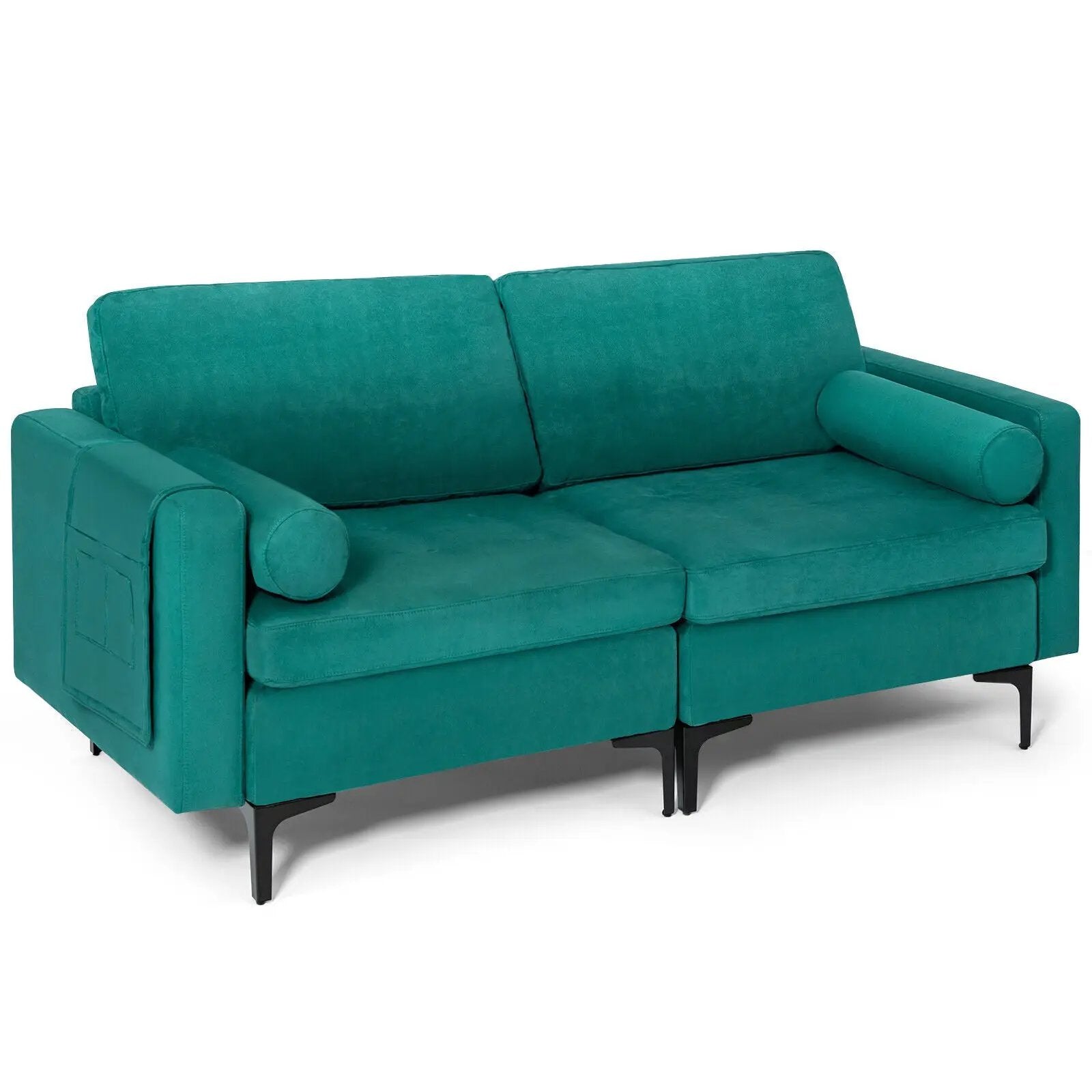 Modular 1/2/3/4-Seat L-Shaped Sectional Sofa Couch with Socket USB Port-2-Seat by DirectDeals