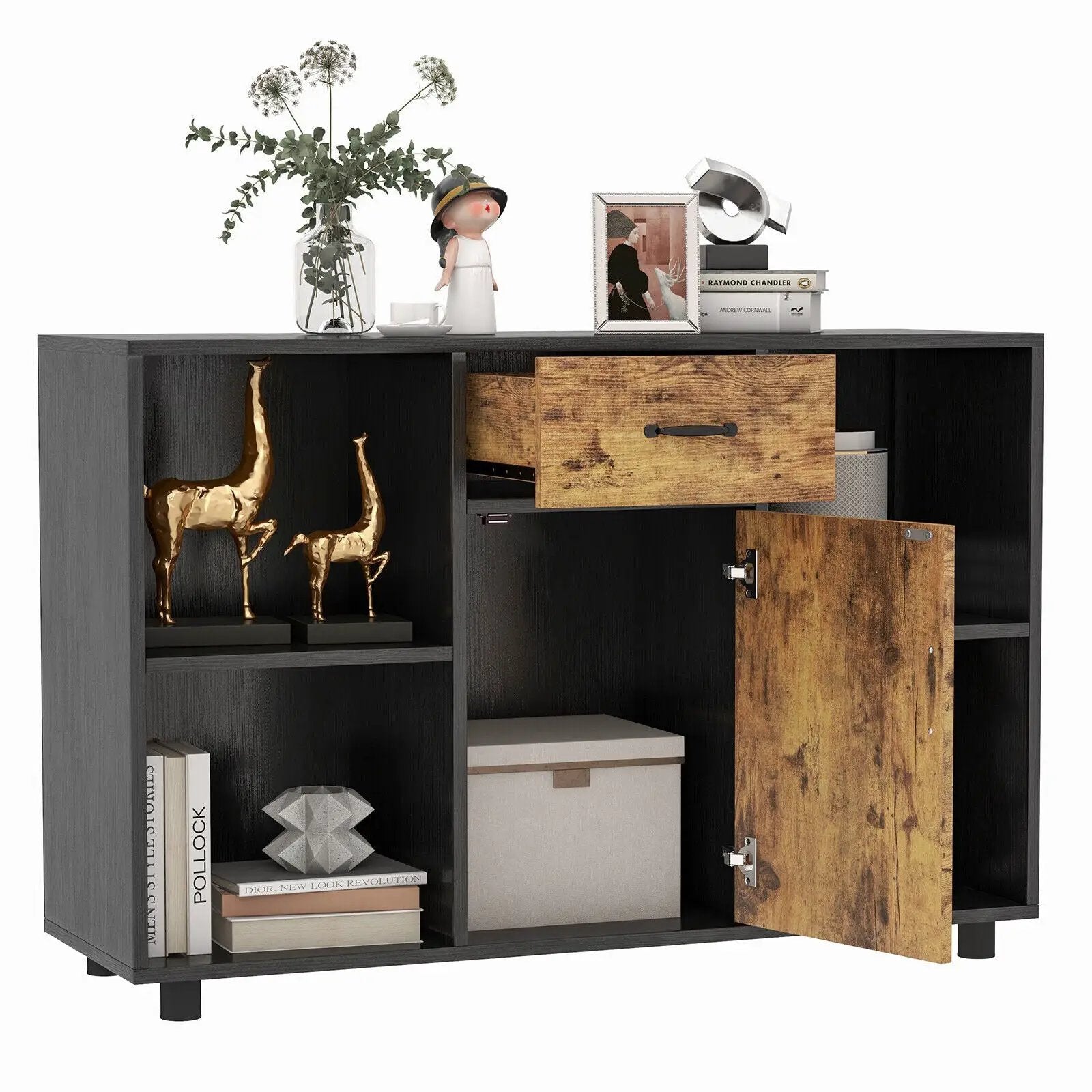 48 Inch Industrial Buffet Sideboard with 4 Open Cubbies by DirectDeals