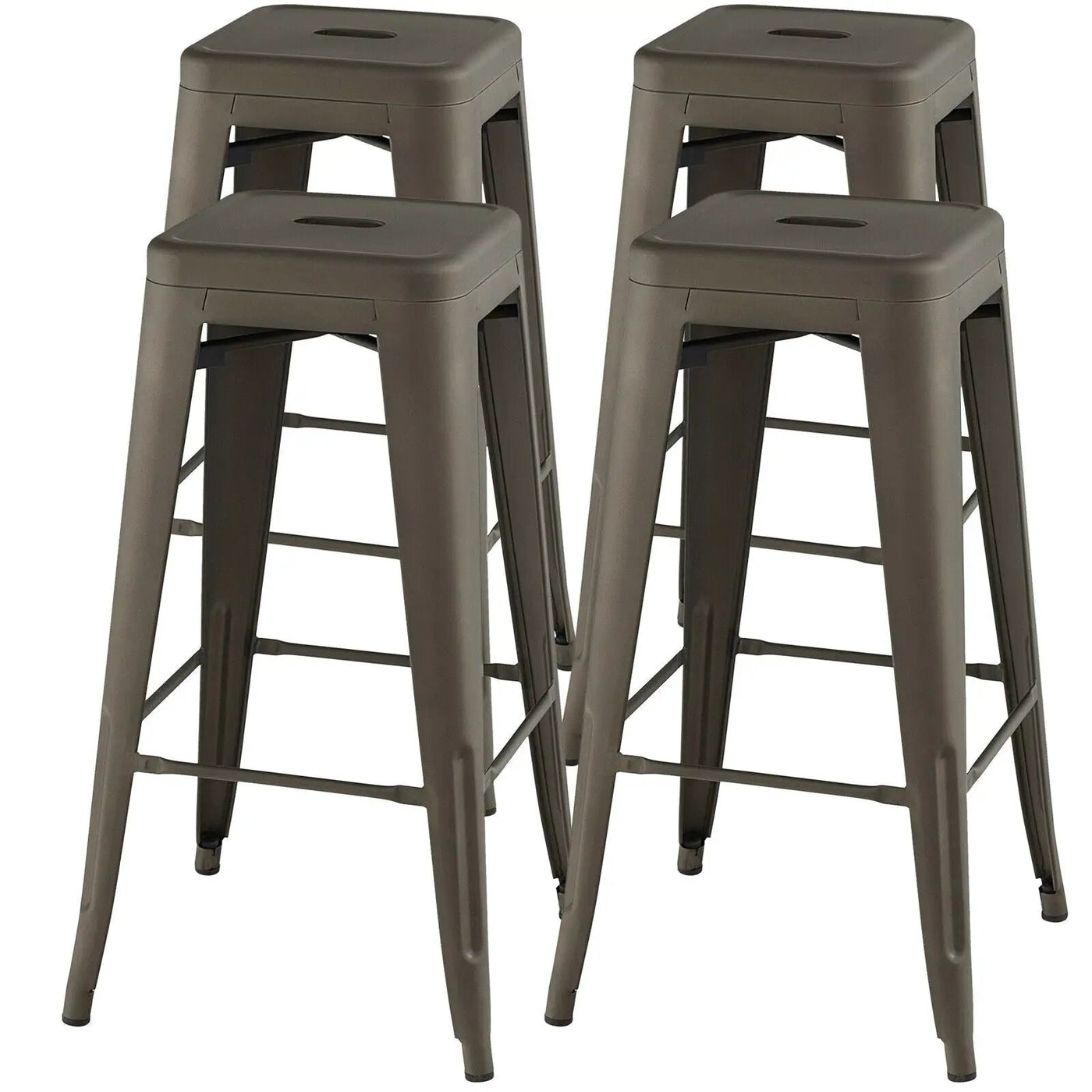 30 Inch Bar Stools Set of 4 with Square Seat and Handling Hole by DirectDeals